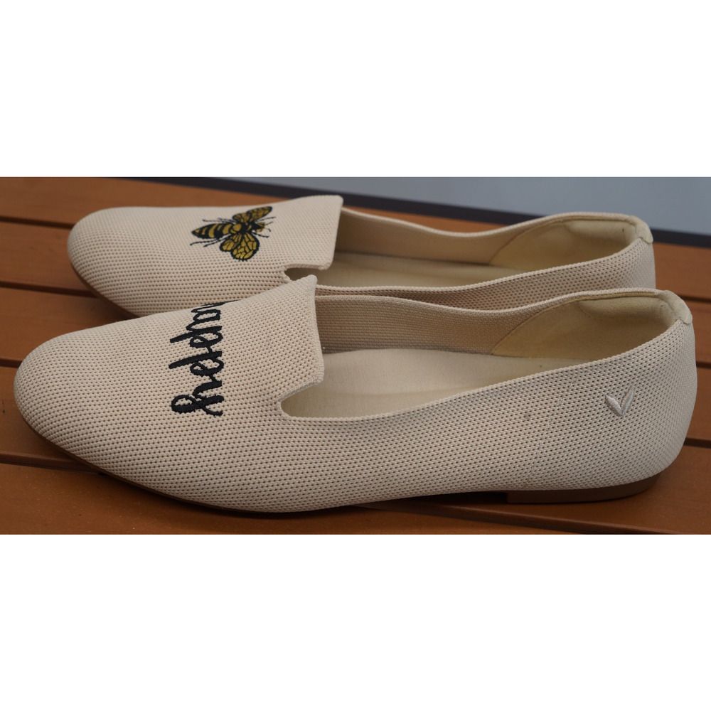 Vivaia, Round-Toe Embroidered Loafers (Audrey) - cream ivory-bee happy. Sz 39.5 - Picture 3 of 11